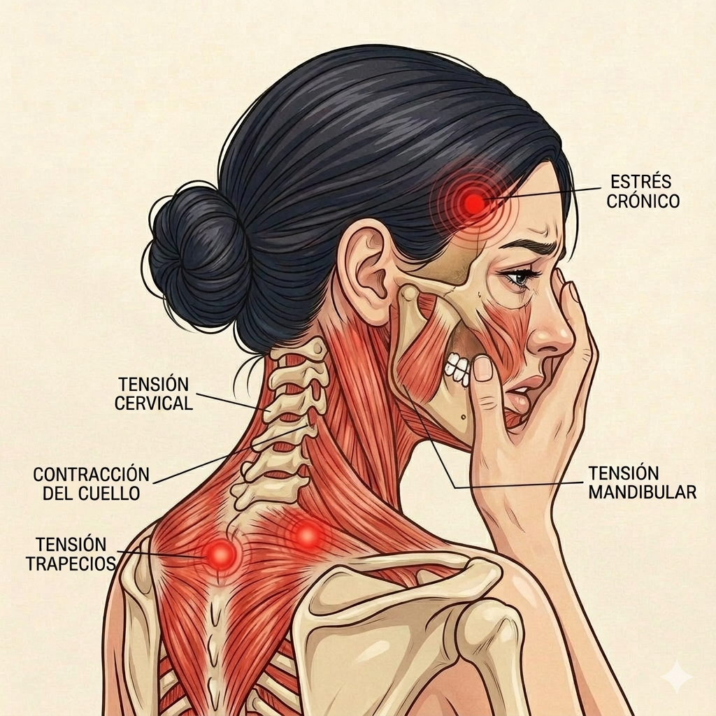 Representación de la relación entre ansiedad, estrés y cuerpo